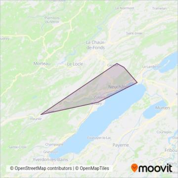 Transports Publics Neuchâtelois SA (tn) coverage area map