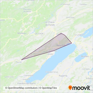 Transports Publics Neuchâtelois SA (tn) coverage area map