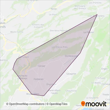 Carte de la zone de couverture de Service d'automobiles TRN (vr)