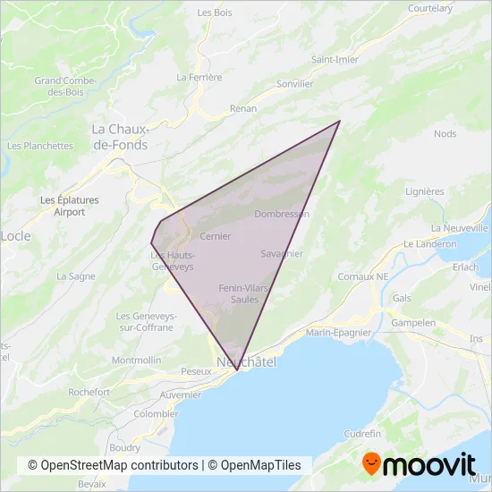 Service d'automobiles TRN (vr) coverage area map
