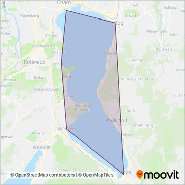 Schifffahrtsgesellschaft für den Zugersee AG coverage area map