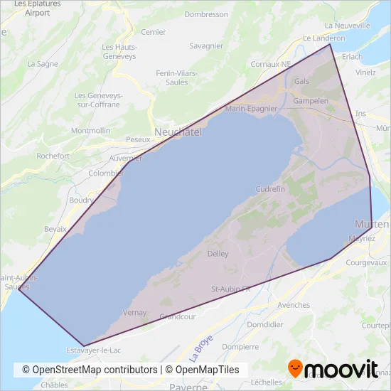 Lacs de Neuchâtel et Morat coverage area map