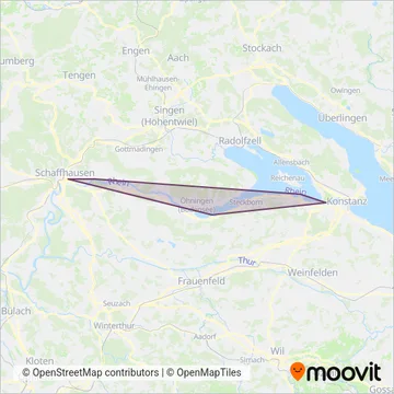 Carte de la zone de couverture de Schweiz. Schifffahrtsgesellschaft Untersee und Rhein AG
