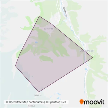 Carte de la zone de couverture de Saastal Bergbahnen AG (Téléphérique)