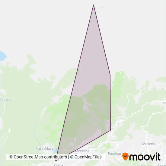 Remontées Mécaniques Crans-Montana-Aminona coverage area map