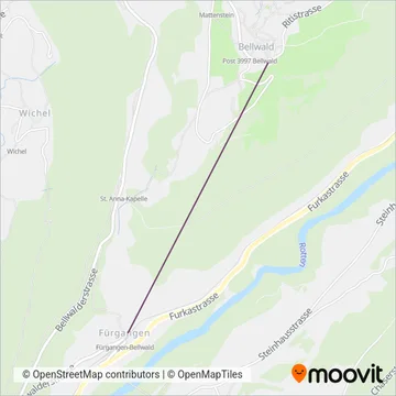Carte de la zone de couverture de Fürgangen-Bellwald (Téléphérique)