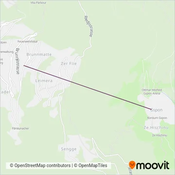 Carte de la zone de couverture de Staldenried-Gspon