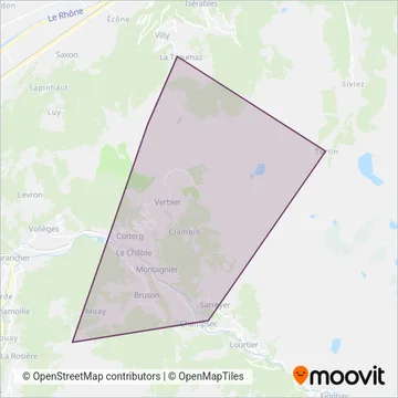 Carte de la zone de couverture de Téléverbier