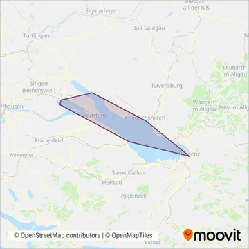 Carte de la zone de couverture de Bodensee-Schiffsbetriebe GmbH