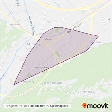 Bus urbain de Martigny coverage area map