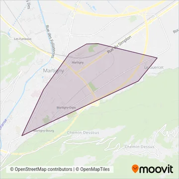 Carte de la zone de couverture de Bus urbain de Martigny