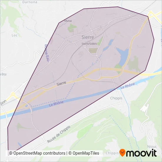 Bus Sierrois coverage area map