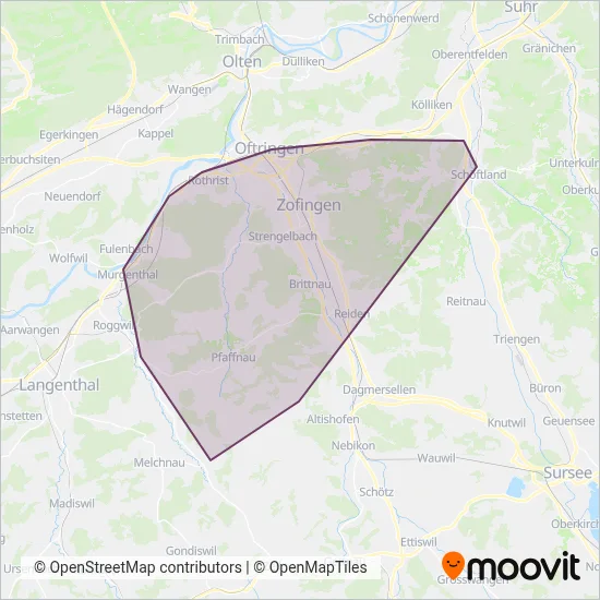 Aargau Verkehr AG (Bus) coverage area map