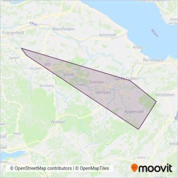 Automobildienst Appenzeller Bahnen coverage area map