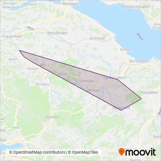 Automobildienst Appenzeller Bahnen coverage area map