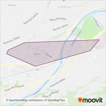 Bus commune Sion coverage area map