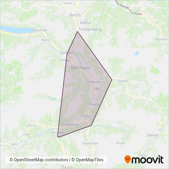 Bus und Service AG (Chur) coverage area map