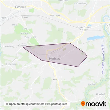Carte de la zone de couverture de Verkehrsbetriebe Herisau