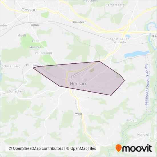 Verkehrsbetriebe Herisau coverage area map