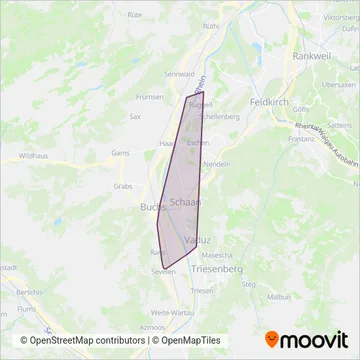 Carte de la zone de couverture de Verkehrsbetrieb LIECHTENSTEINmobil
