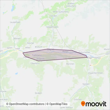 Carte de la zone de couverture de RegionAlps Bus