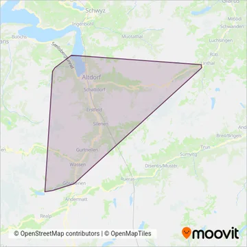 Carte de la zone de couverture de Auto AG Uri