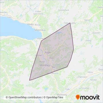 Transports Publics du Chablais (Bus) coverage area map