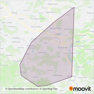 Bus Ostschweiz (Wil) coverage area map