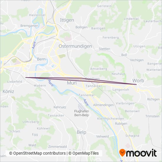 Städtische Verkehrsbetriebe Bern coverage area map