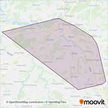 Städtische Verkehrsbetriebe Bern (Bus) coverage area map