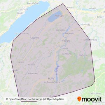 Service d'automobiles TPF coverage area map