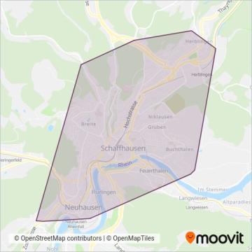 Verkehrsbetriebe Schaffhausen coverage area map