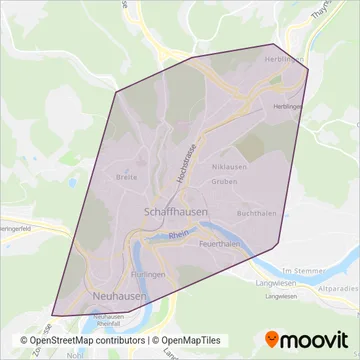 Verkehrsbetriebe Schaffhausen coverage area map