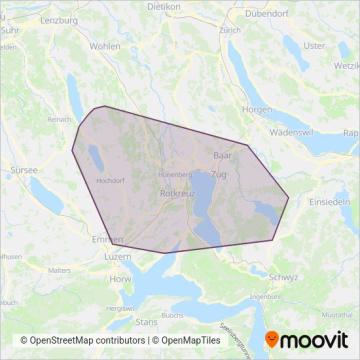 Zugerland Verkehrsbetriebe coverage area map