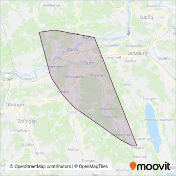 Busbetrieb Aarau coverage area map