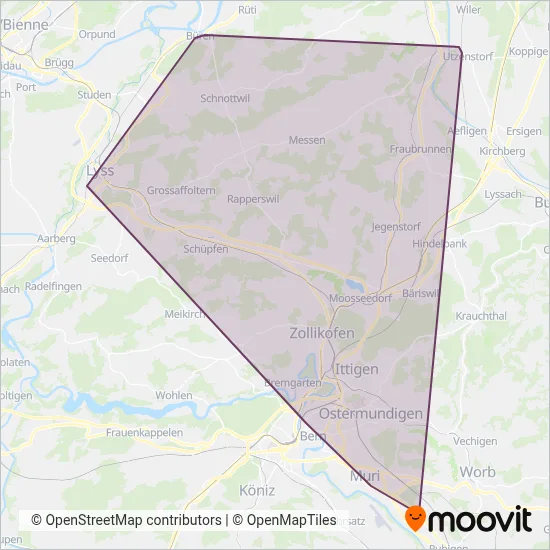Autobusbetrieb RBS coverage area map