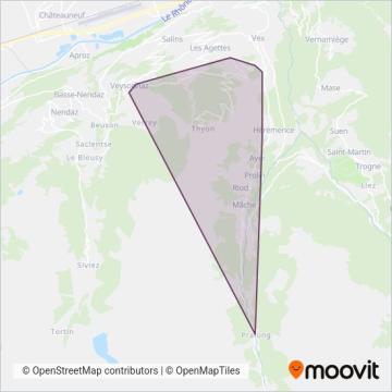 Theytaz Excursions Sion (Bus) coverage area map