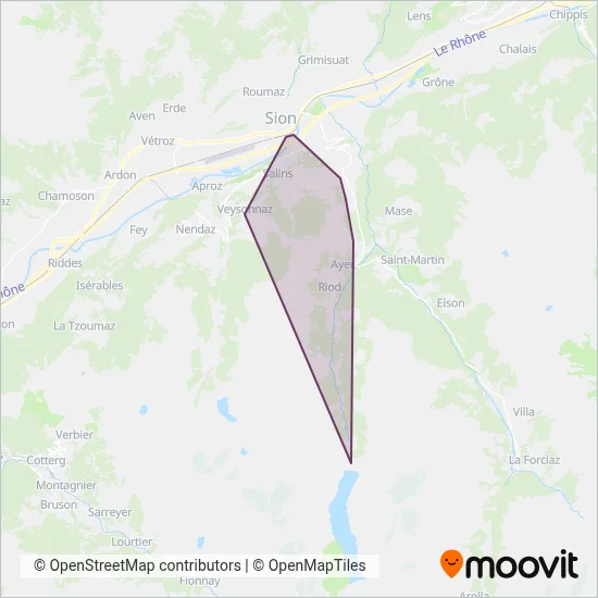 Theytaz Excursions Sion (Bus) coverage area map