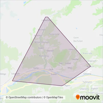 Carte de la zone de couverture de Auto Leuk-Leukerbad