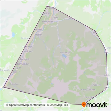 Carte de la zone de couverture de Autobetrieb Sernftal