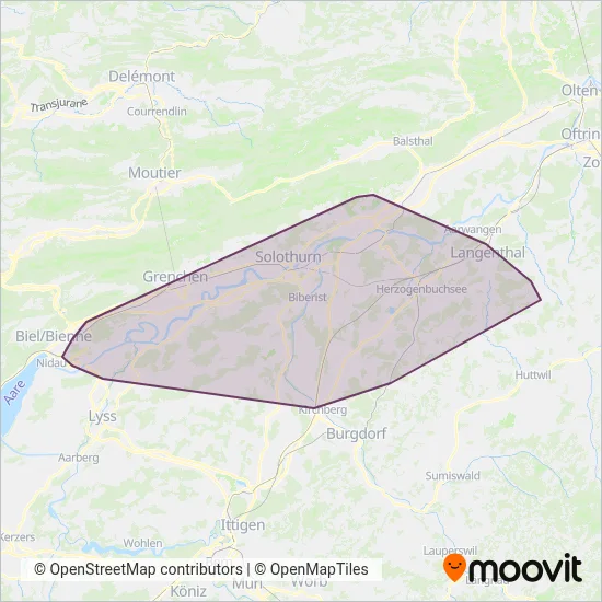 Automobildienste Aare Seeland mobil coverage area map