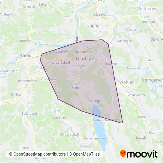 Regionalbus Lenzburg coverage area map