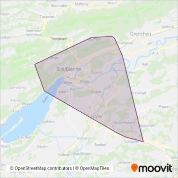 Verkehrsbetriebe Biel (Bus) coverage area map