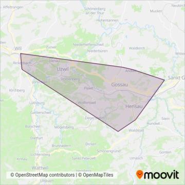 Regiobus Gossau SG coverage area map