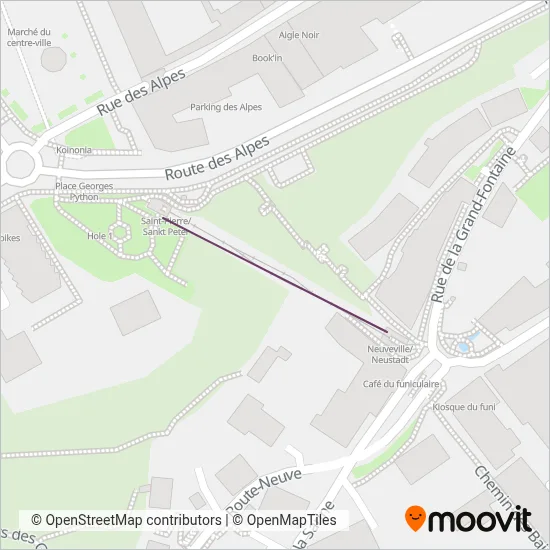 Transports publics fribourgeois (Funicular) coverage area map