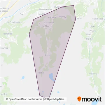 Carte de la zone de couverture de Remontées mécaniques SA