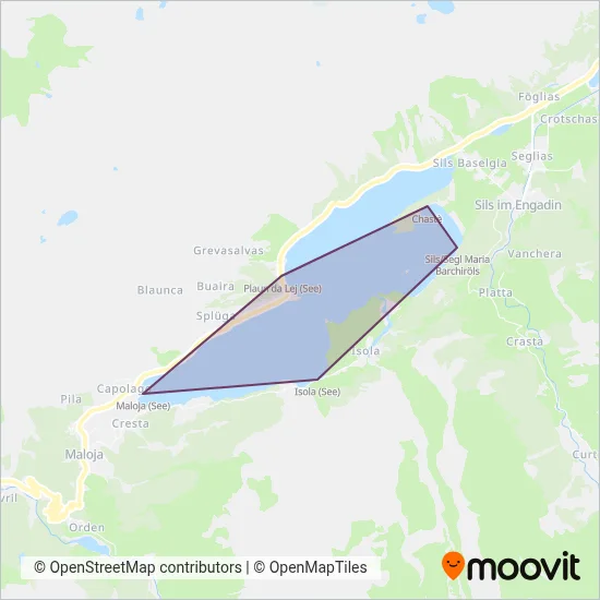 Schiffahrtsunternehmung Silsersee (Ferry) coverage area map