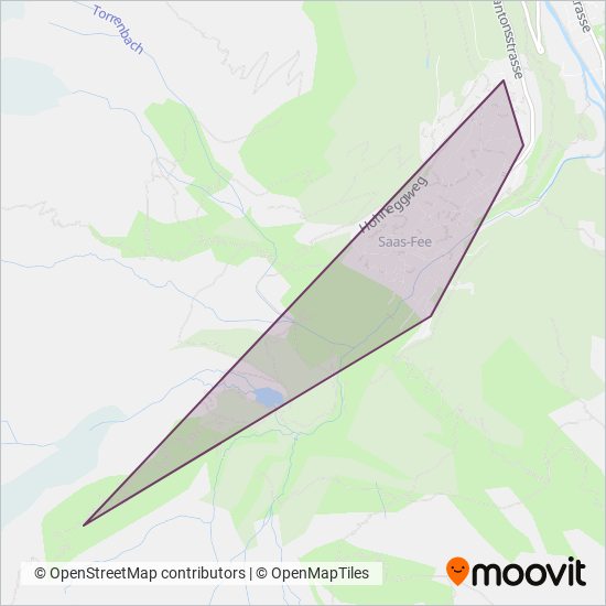 Carte de la zone de couverture de Ortsbus Saas-Fee