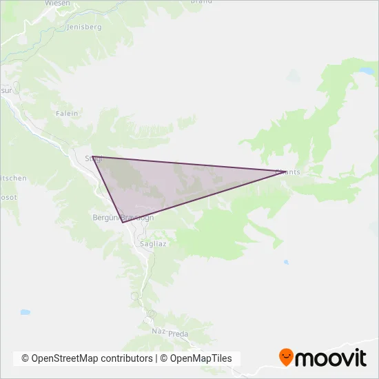 Busbetrieb Gemeinde Bergün coverage area map