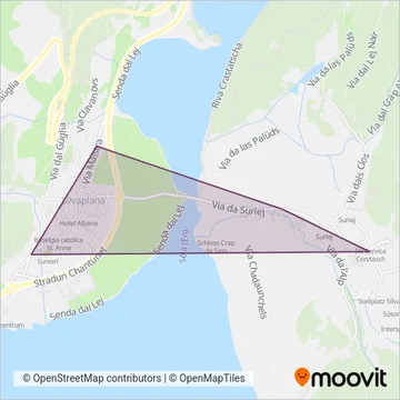 Carte de la zone de couverture de Ortsbus der Gemeinde Silvaplana / Gemeinde Silvaplana